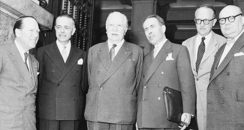 J. Beyen, G. Martino, J. Bech, A. Pinay, PH. Spaak - Conférence de Messine, 1er juin 1955