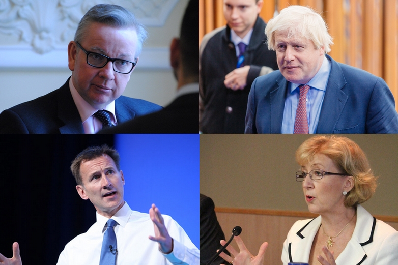 Jeremy Hunt, Boris Johnson, Michael Gove et Andrea Leadsom