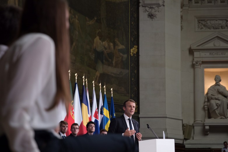 Emmanuel Macron à la Sorbonne le 26 septembre