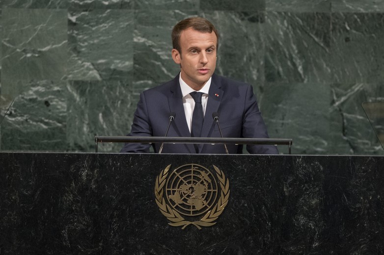 Emmanuel Macron à la tribune de l'Assemblée générale des Nations unies