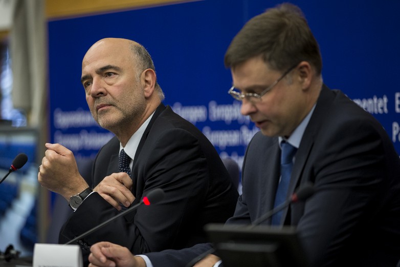 Pierre Moscovici et Valdis Dombrovskis, octobre 2018