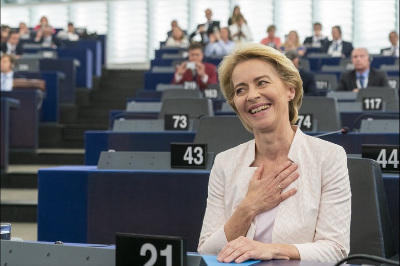 Ursula von der Leyen après son élection à la présidence de la Commission européenne, le 16 juillet