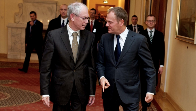 Herman Van Rompuy et Donald Tusk Conseil européen 23 octobre 24 octobre président climat energie hollande merkel