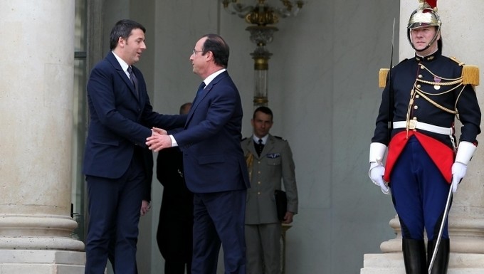 Rencontre entre Matteo Renzi et François Hollande à l'Elysée le 15 mars 2014