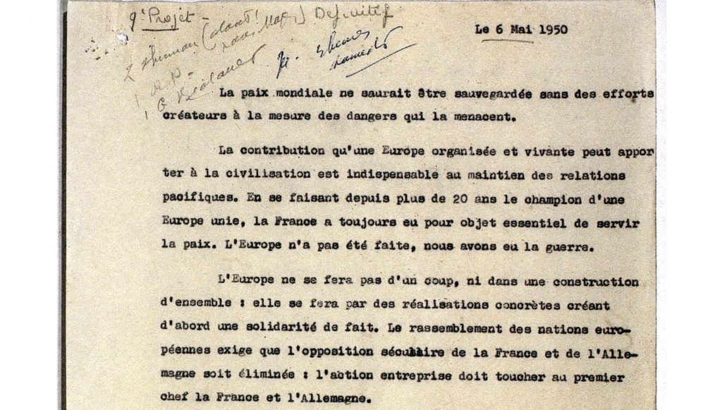 Déclaration Schuman du 9 mai 1950 : le texte intégral et la vidéo
