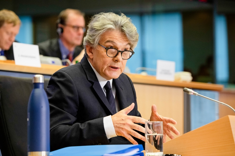 Thierry Breton, alors candidat au poste de commissaire européen au Marché intérieur, lors de son audition par les eurodéputés en novembre 2019 à Bruxelles - Crédits : Lukasz Kobus / Commission européenne
