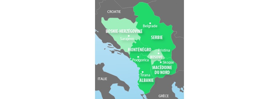 Carte des Balkans occidentaux