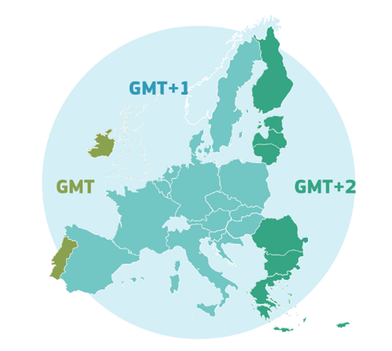 Répartition des Etats membres de l'UE selon les fuseaux horaires 
