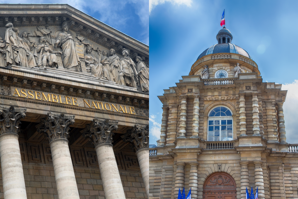 Les bâtiments de l’Assemblée nationale et du Sénat français - Crédits : Richard Villalonundefined undefined / iStock | LUMIKK555 / iStock