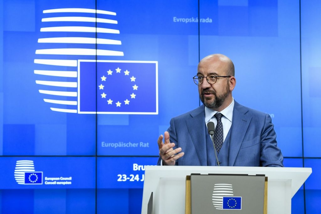 Le président du Conseil européen, Charles Michel, a évoqué un moment historique alors que les dirigeants européens ont octroyé le statut de candidat à l'adhésion à l'Ukraine et la Moldavie - Crédits : Conseil européen