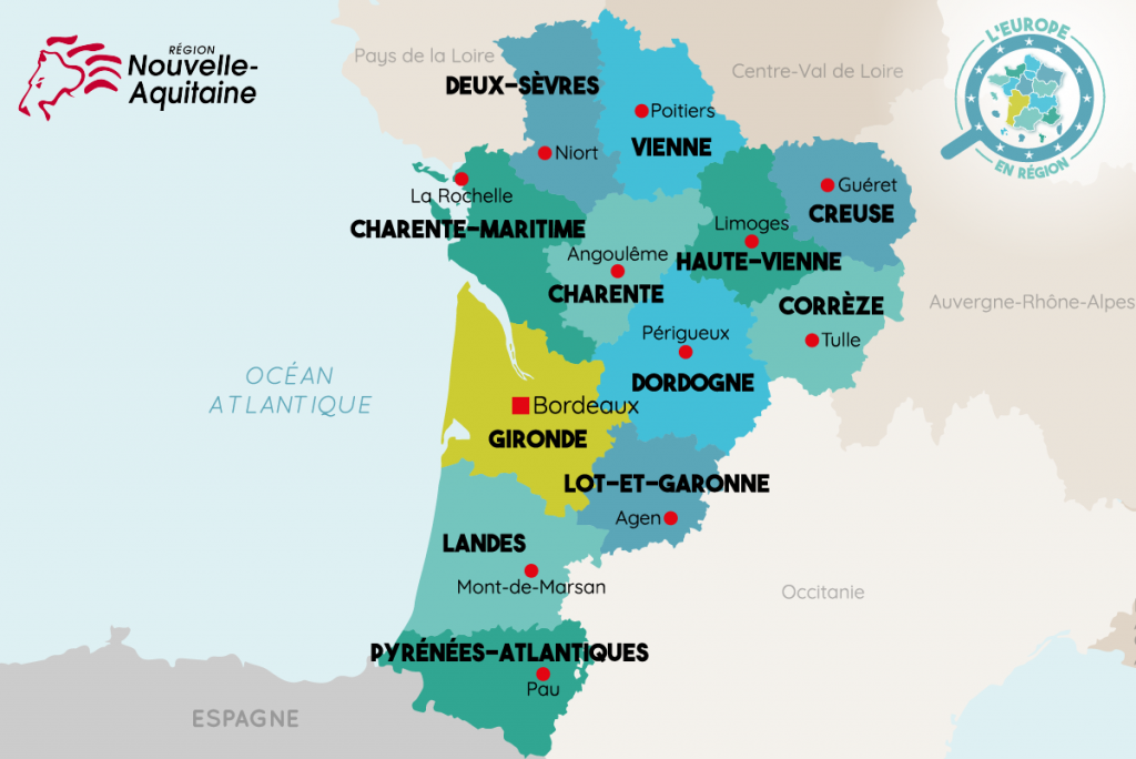 L'Europe en région : carte Nouvelle-Aquitaine