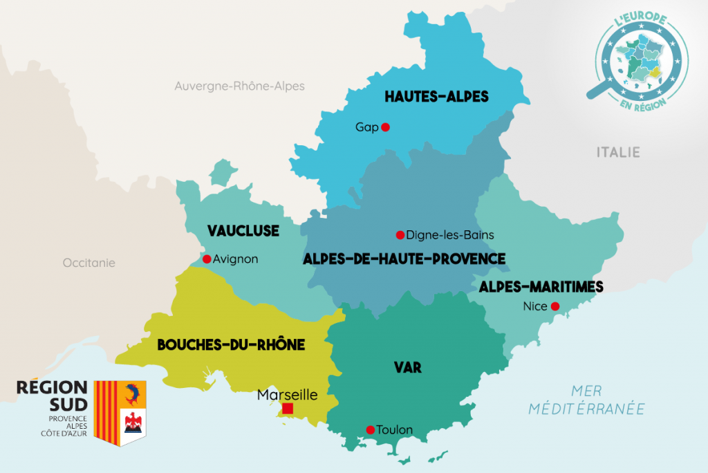 L'Europe en Région : carte Région Sud Provence-Alpes-Côte d’Azur