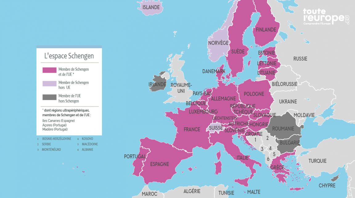 Les pays membres de l'espace Schengen - Touteleurope.eu