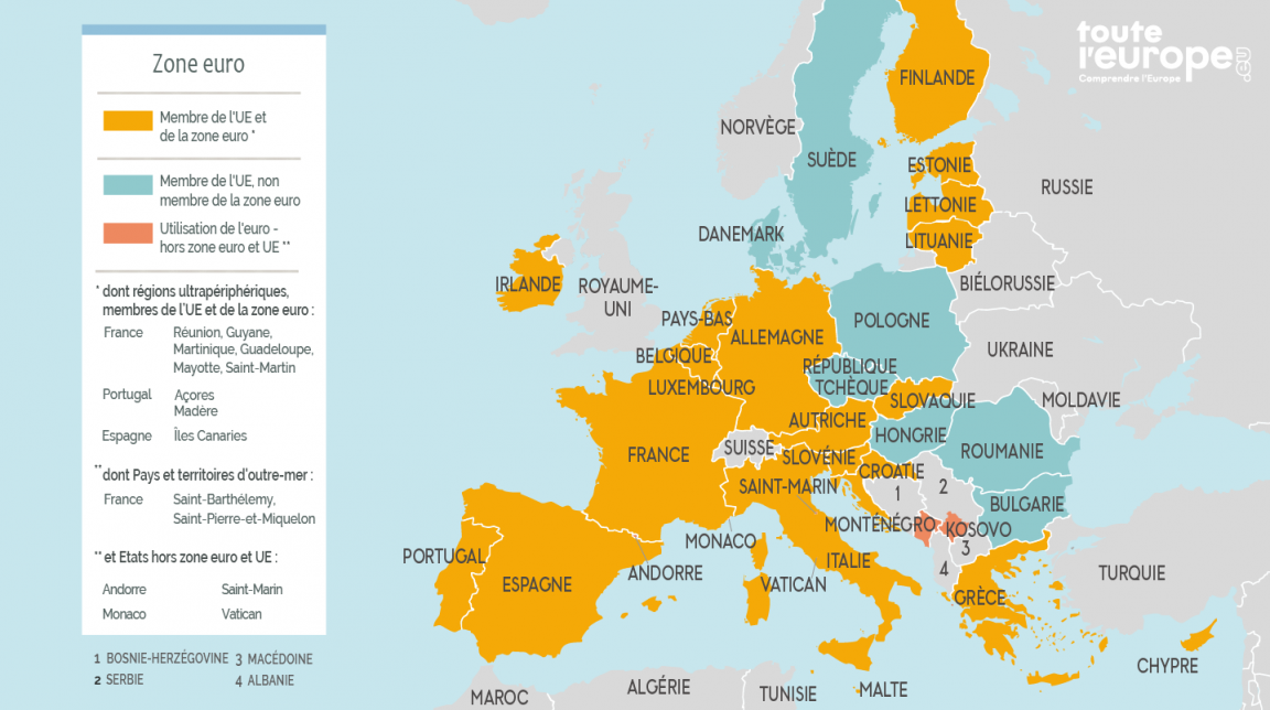 Carte géographique zone euro