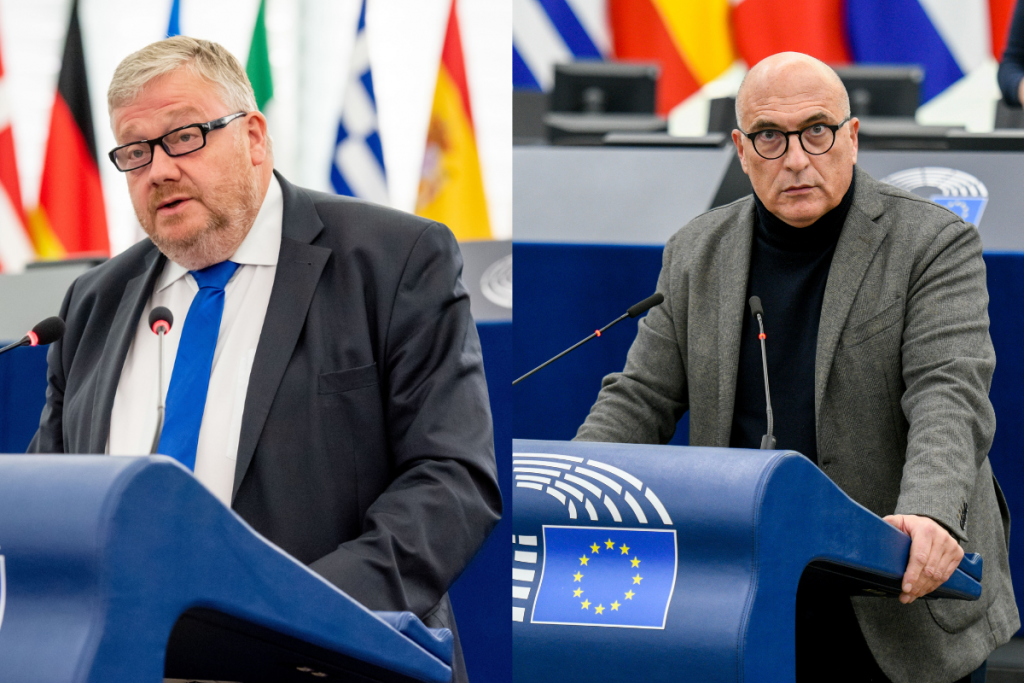 Le belge Marc Tarabella (à gauche) et l'italien (Andréa Cozzolino) devraient voir leur immunité parlementaire levée dans le cadre de l'enquête sur des soupçons de corruption au sein du Parlement européen