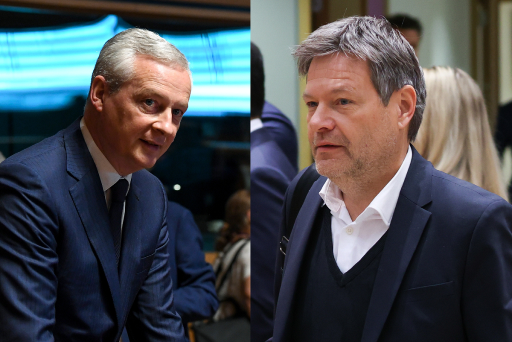 Le ministre français de l'Economie Bruno Le Maire (à gauche) et son homologue allemand Robert Habeck (à droite) se rendent à Washington mardi 7 février pour défendre l'industrie européenne face à l'IRA américain