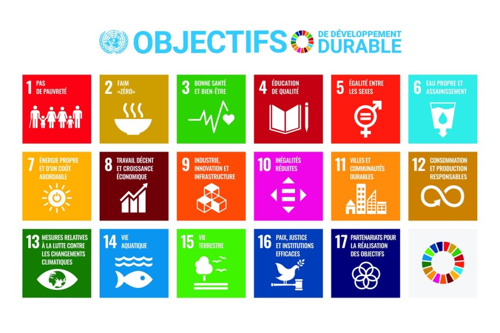 Définis en 2015, les 17 objectifs de développement durable de l'ONU fixent au niveau international des cibles à atteindre d'ici à 2030 dans des domaines variés, tels que le climat, la santé, l'éducation ou encore l'égalité femmes-hommes