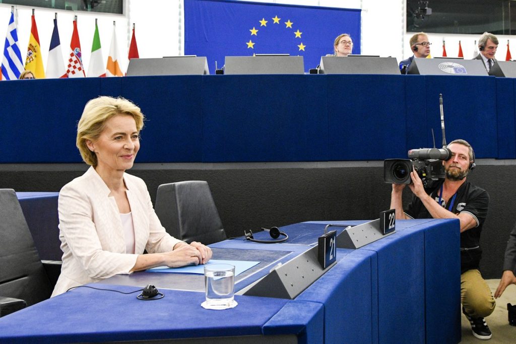 Ursula von der Leyen devant les eurodéputés le 16 juillet 2019, jour de son élection