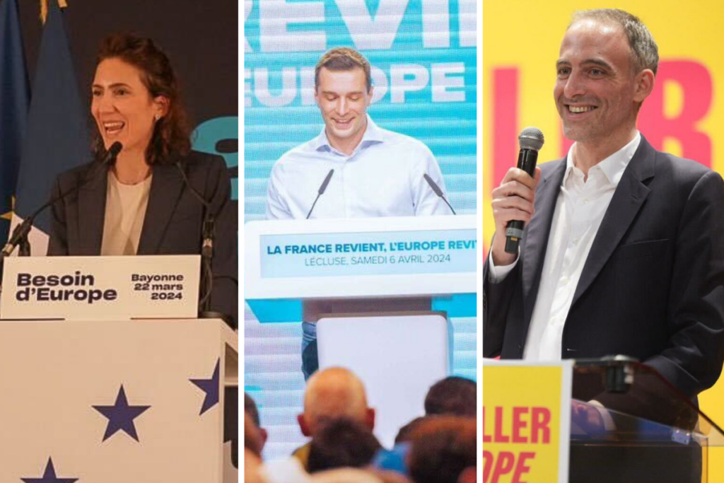 A l'approche du scrutin, les têtes de liste aux élections européennes multiplient les meetings à travers la France - Crédits : comptes X des candidats